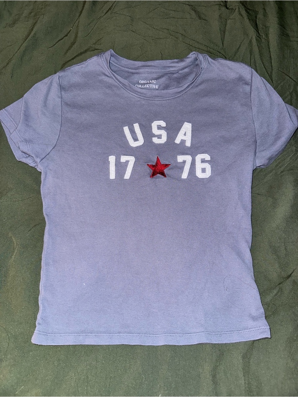 USA 1776 Star Graphic Tee - Lavender with Red Accent